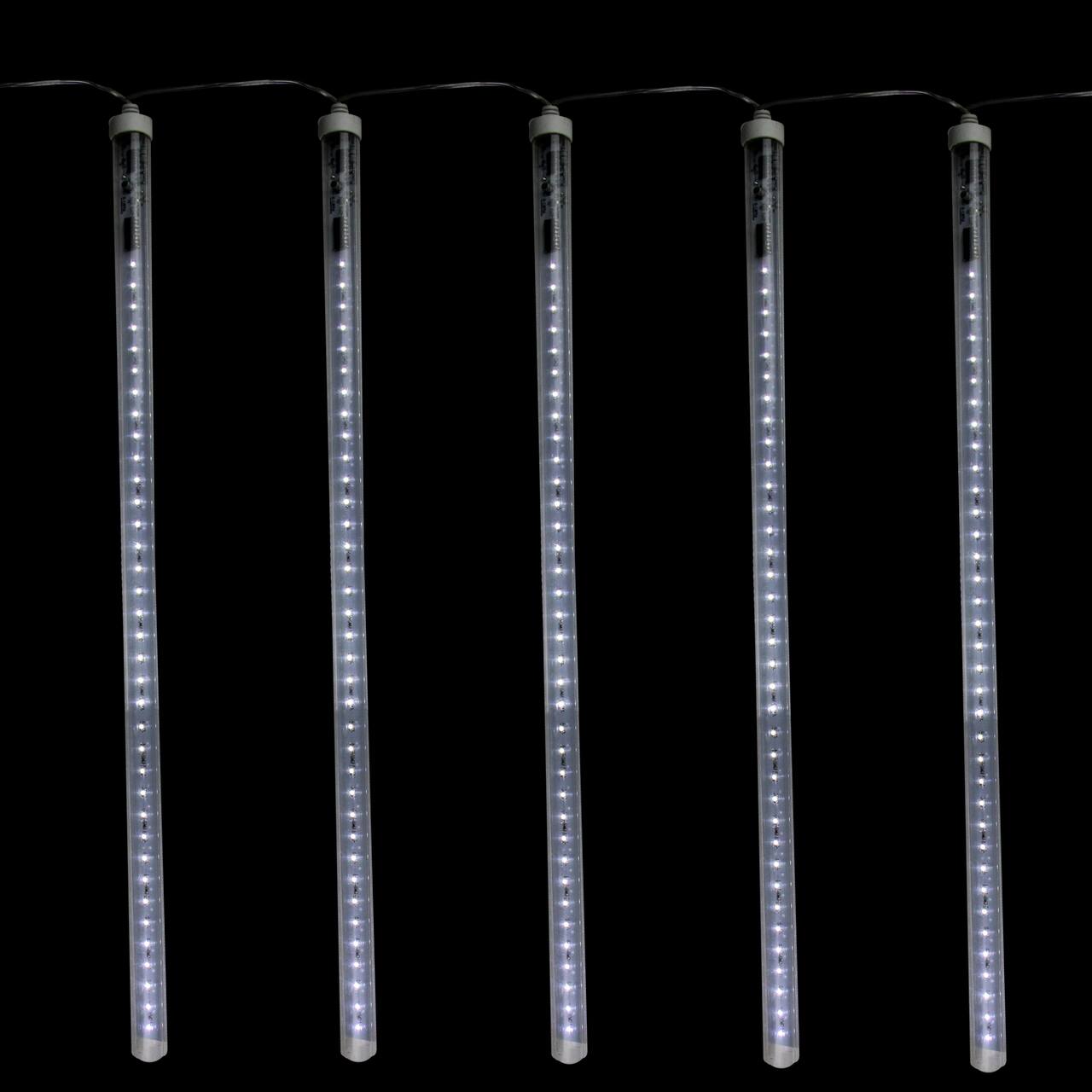 LED Lighted Dripping Icicle Snowfall Christmas Light Tubes -13.25' Clear Wire - 5ct